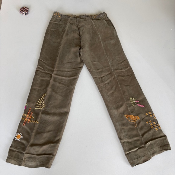 Johnny Was Olive Wide Leg Embroidered Floral Pants - Picture 5 of 15